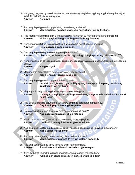 lto exam reviewer with answer english|Complete 100 Questions + Answers: LTO Exam .